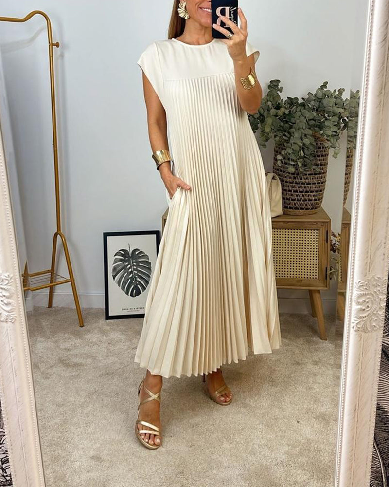 š„48% OFFš„Sleeveless pleated simple solid colour dress