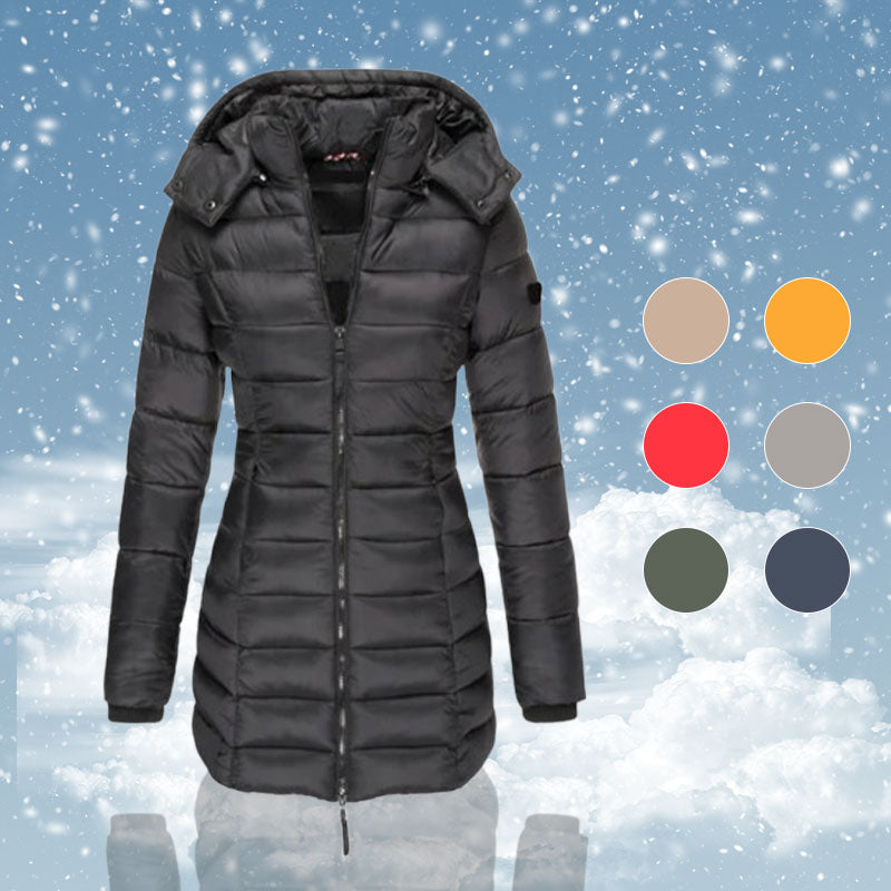๐ฅ Winter Women's Mid-length Padded Jacket Warm Solid Color Hooded Jacket