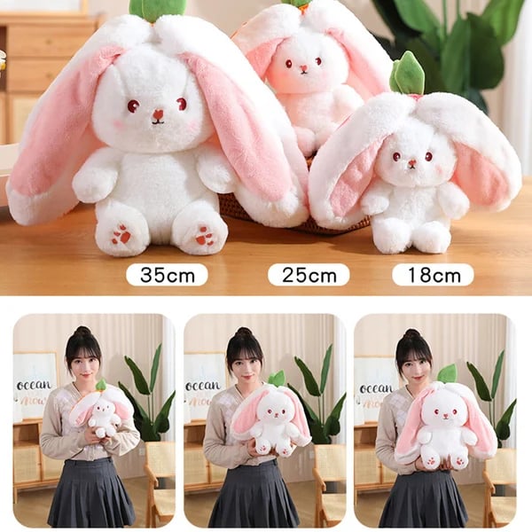 🍓Strawberry Bunny Transformed into Little Rabbit🎀 Fruit Doll Plush Toy🐰