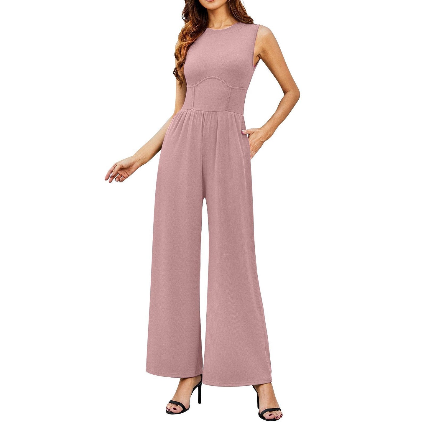 đ„Last Day Promotion 39% OFF đ„Womenâs Solid Sleeveless Wide Leg Jumpsuit