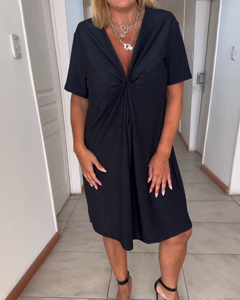 ๐V-neck Twist Short-sleeved Dress