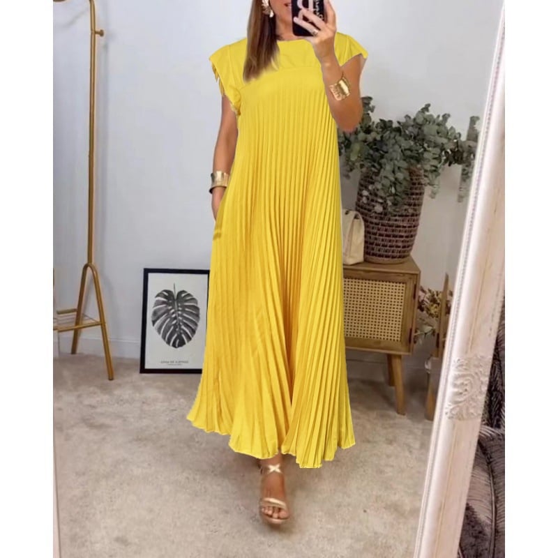 š„48% OFFš„Sleeveless pleated simple solid colour dress