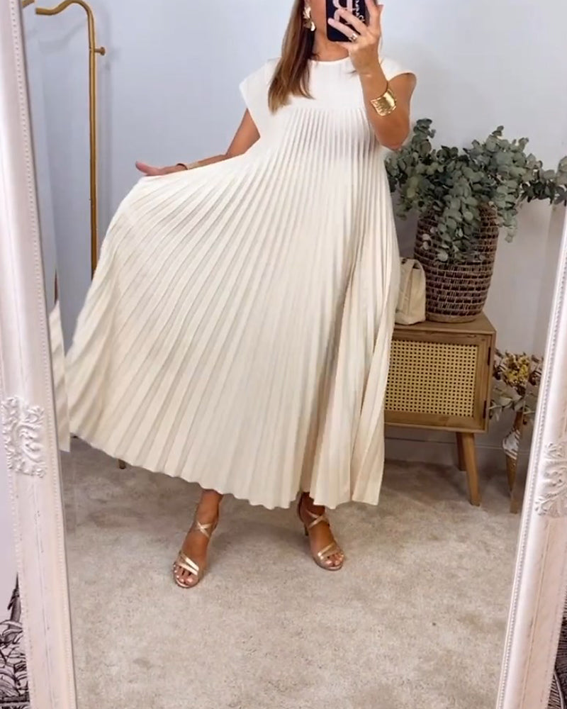 š„48% OFFš„Sleeveless pleated simple solid colour dress