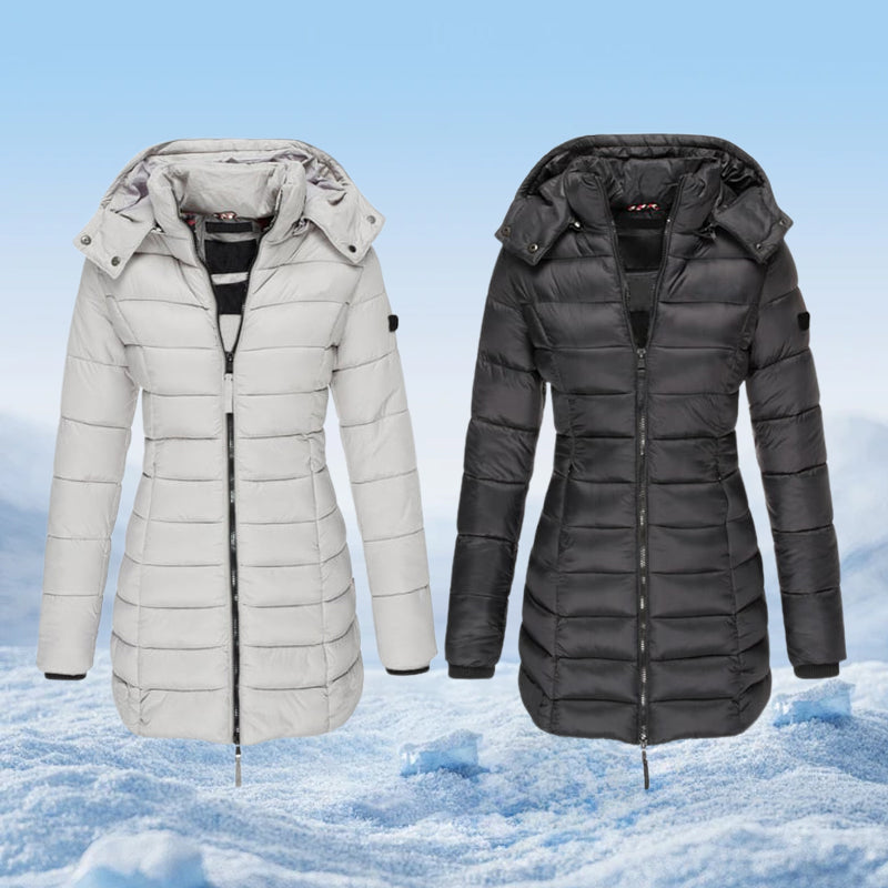 ๐ฅ Winter Women's Mid-length Padded Jacket Warm Solid Color Hooded Jacket