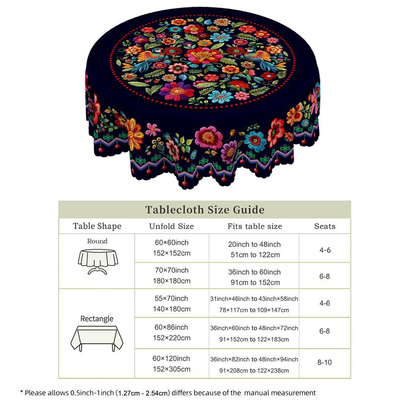 đ„Hot Saleđ„Mexican Floral Tablecloth With Scalloped Edge