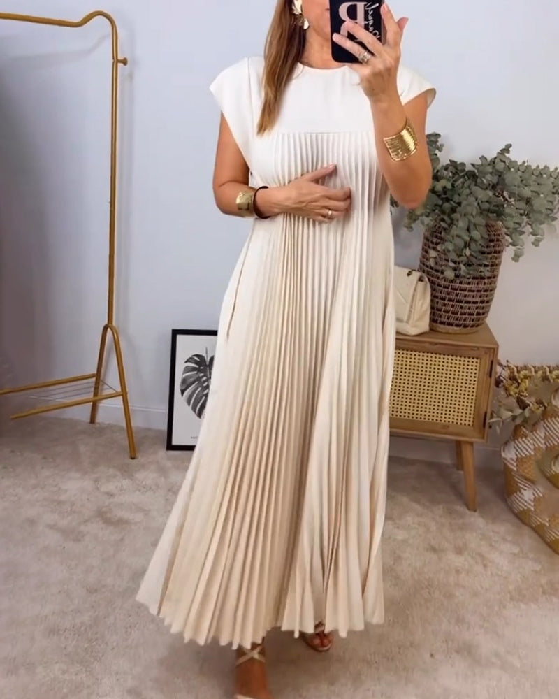 š„48% OFFš„Sleeveless pleated simple solid colour dress