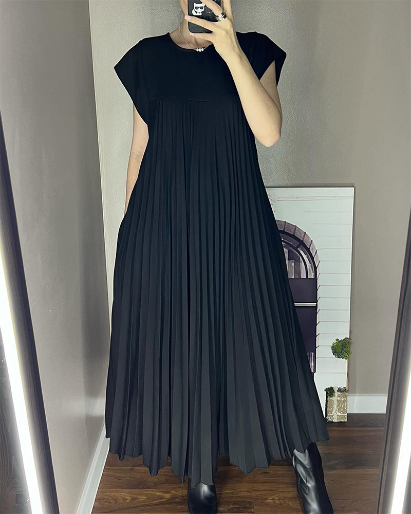 š„48% OFFš„Sleeveless pleated simple solid colour dress