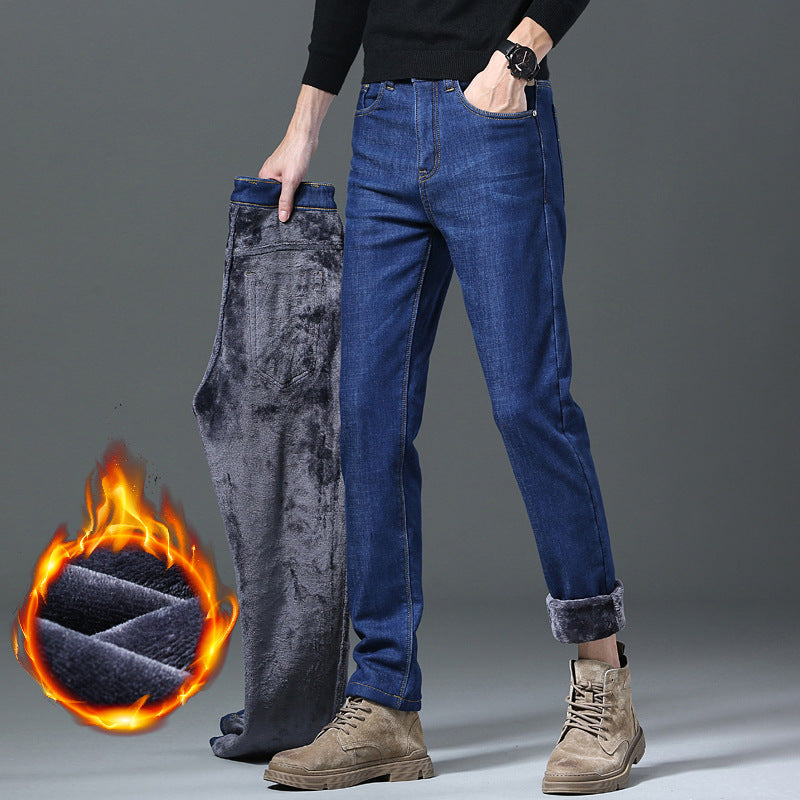 50% Off🎊 Men's Stretch High Waisted Faux Velvet Lined Warm Jeans