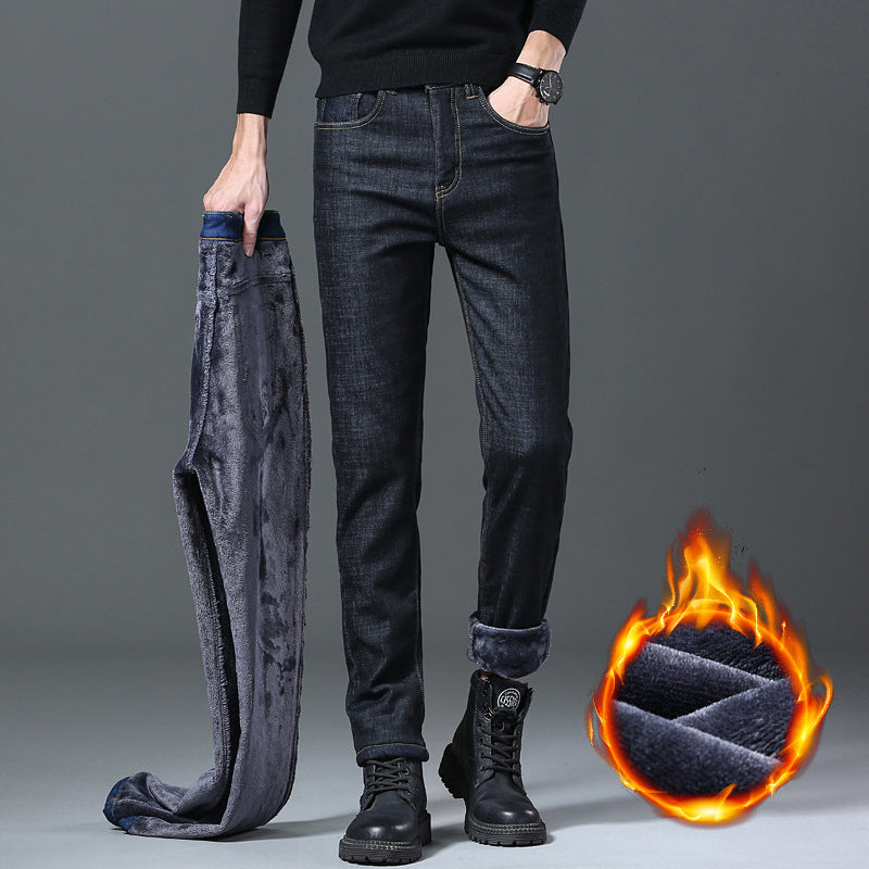 50% Off🎊 Men's Stretch High Waisted Faux Velvet Lined Warm Jeans