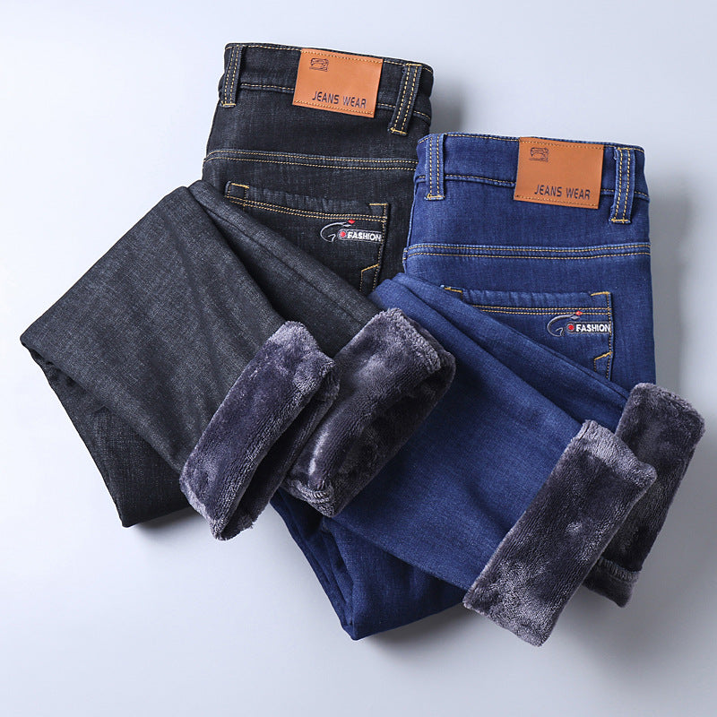 50% Off🎊 Men's Stretch High Waisted Faux Velvet Lined Warm Jeans