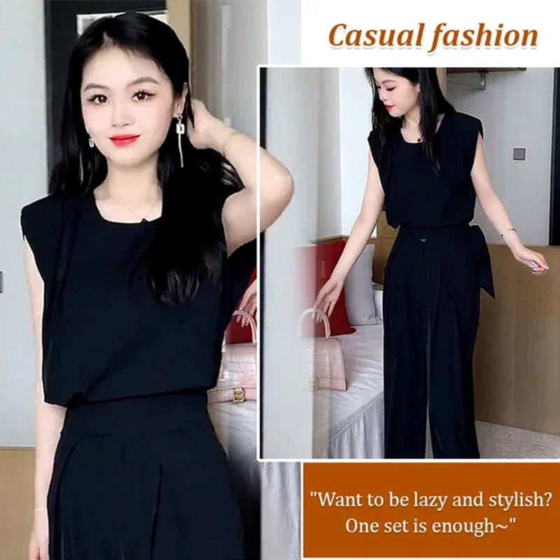🎉(Great Sale⛄BUY 2 Get 10% OFF + FREE SHIPPING)🎉Fashion Sleeveless Wide-Legged Pants Set