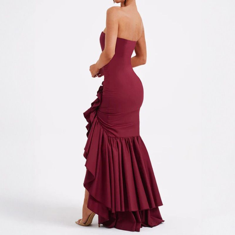 Sexy Strapless Irregular Hem Temperament Dress for Women💃