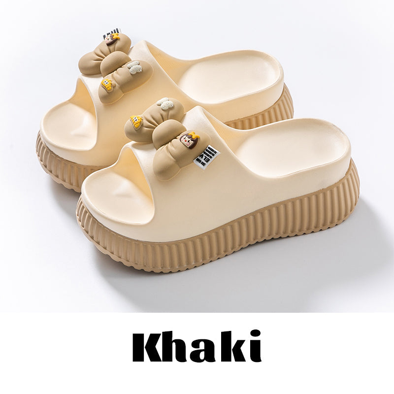 Cute Bowknot Thick Sole Cozy Open-toe Sandal Slippers