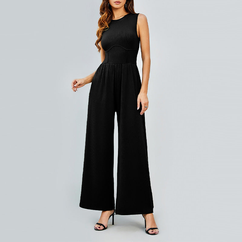 đ„Last Day Promotion 39% OFF đ„Womenâs Solid Sleeveless Wide Leg Jumpsuit