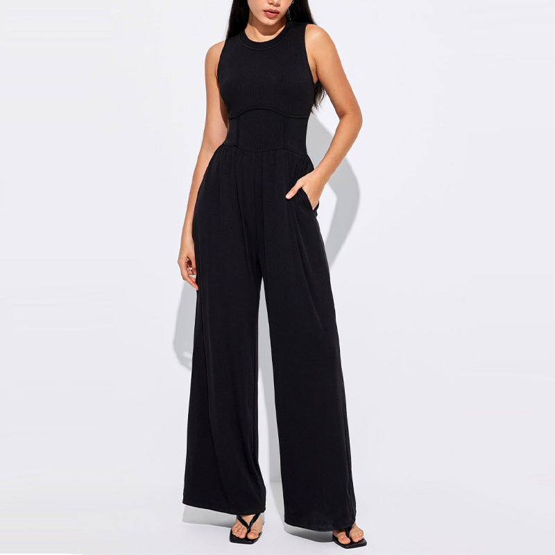 đ„Last Day Promotion 39% OFF đ„Womenâs Solid Sleeveless Wide Leg Jumpsuit