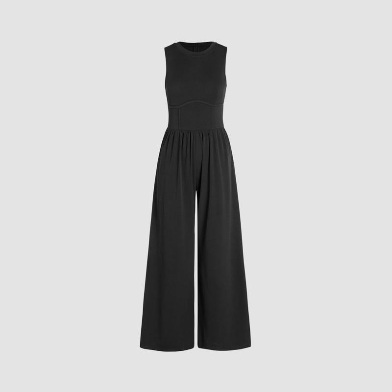 đ„Last Day Promotion 39% OFF đ„Womenâs Solid Sleeveless Wide Leg Jumpsuit
