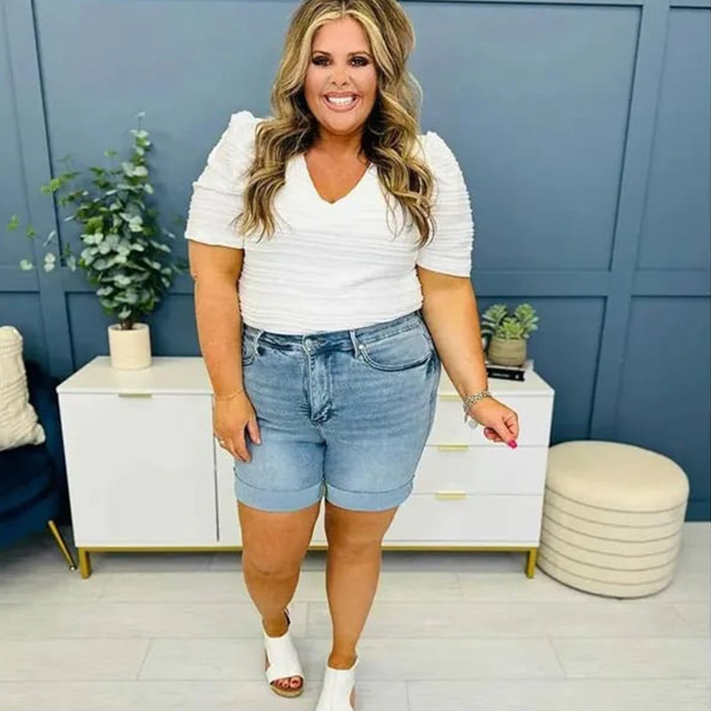 🔥 LAST DAY SALE 40% OFF 🔥 Women's Mid Rise Jean ShortsIn Blue