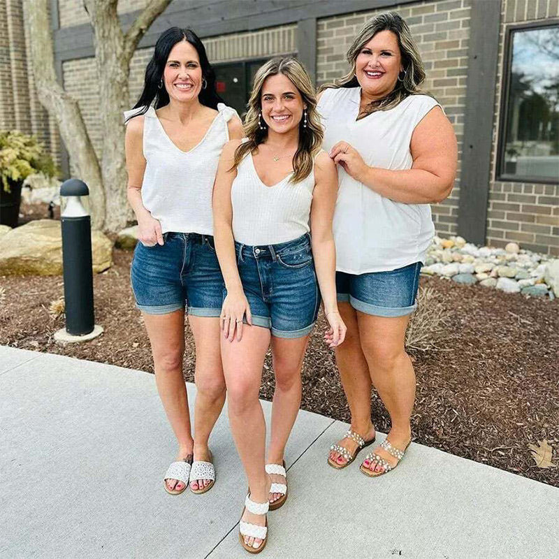 🔥 LAST DAY SALE 40% OFF 🔥 Women's Mid Rise Jean ShortsIn Blue