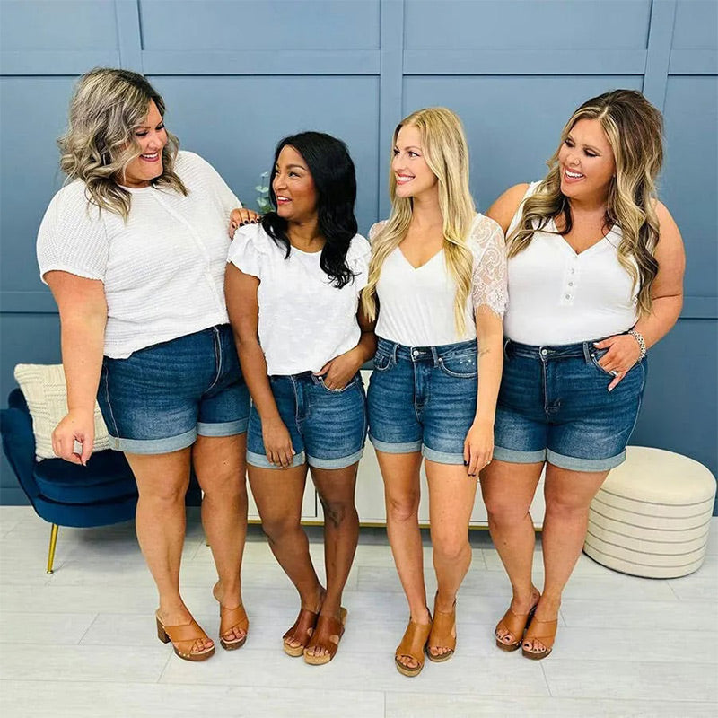 🔥 LAST DAY SALE 40% OFF 🔥 Women's Mid Rise Jean ShortsIn Blue