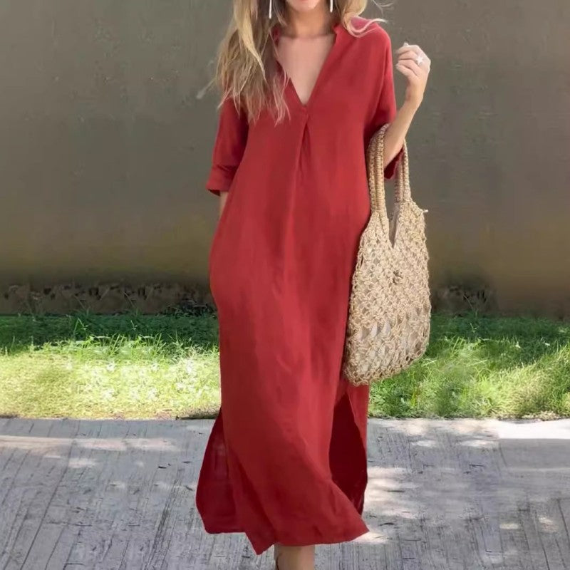 ✨Free Shipping on All Orders✨Elegant V-Neck Slit Dress