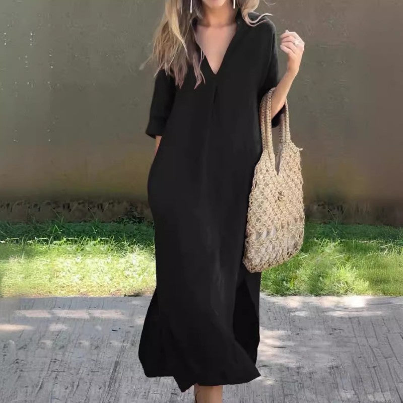 ✨Free Shipping on All Orders✨Elegant V-Neck Slit Dress