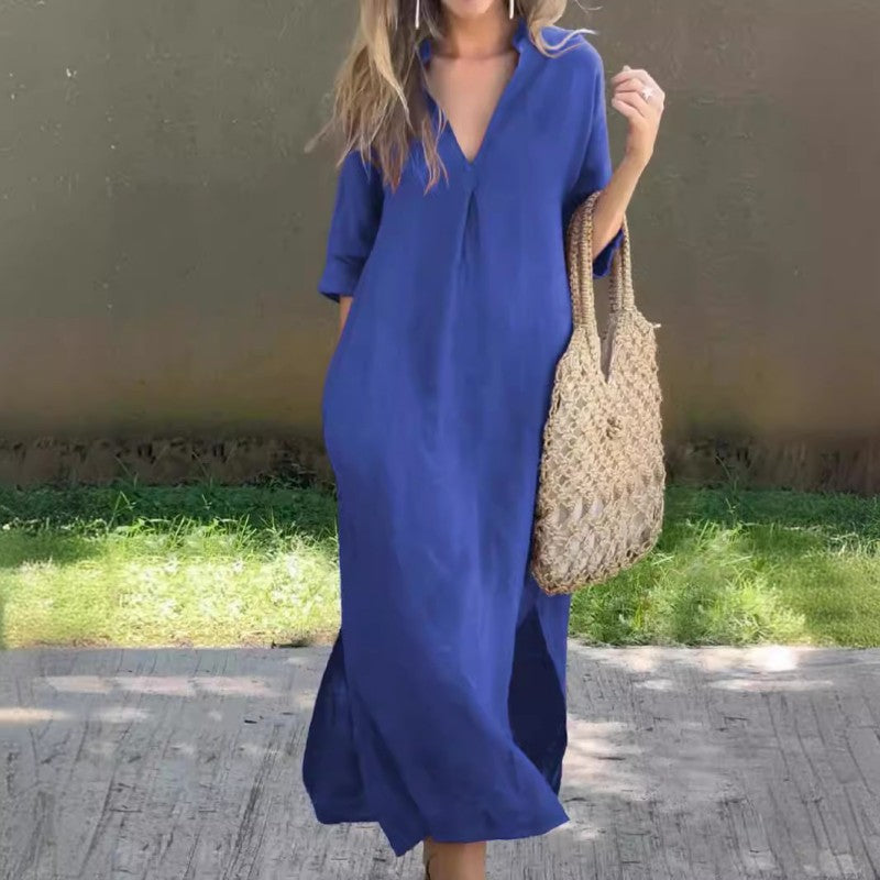 ✨Free Shipping on All Orders✨Elegant V-Neck Slit Dress