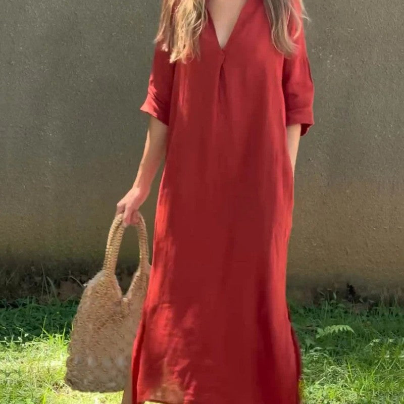 ✨Free Shipping on All Orders✨Elegant V-Neck Slit Dress