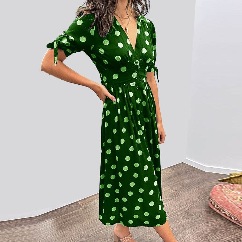 🌷Limited Time Offer 41%OFF💞Women's Summer Deep V-Neck Polka Dot Elegant Dress