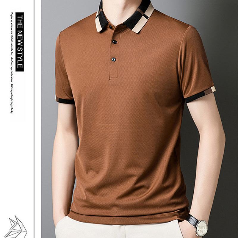 š„Men's Stretch Ice Silk Short Sleeve Lapel T-shirt