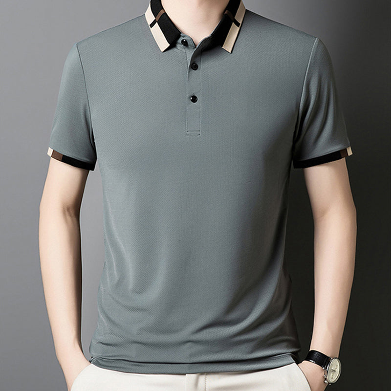 š„Men's Stretch Ice Silk Short Sleeve Lapel T-shirt