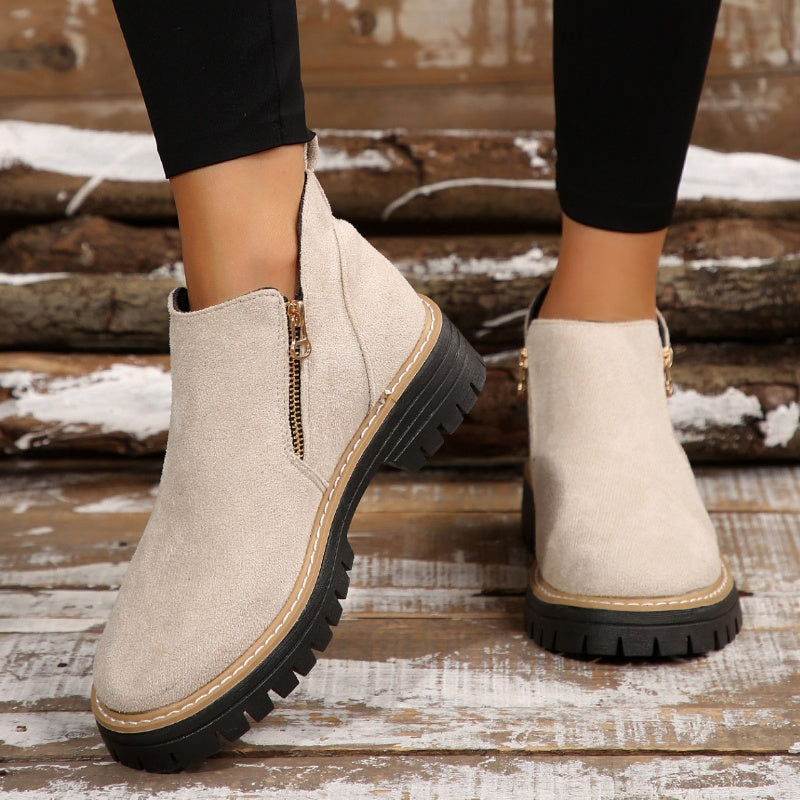 ✨Women's Round-Toe Ankle Boots with Side Zipper