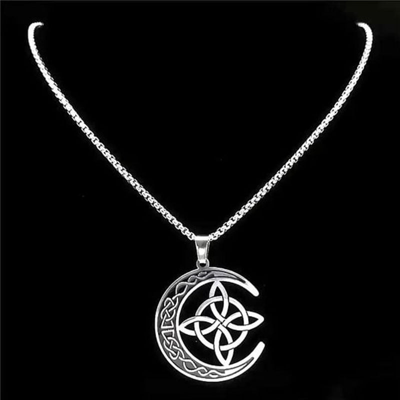 🌙 BUY 1 GET 1 FREE! 🔥 Celtic Moon Pendant Necklace - Stainless Steel & Adjustable Chain, Perfect Unisex Gift for Any Occasion ✨