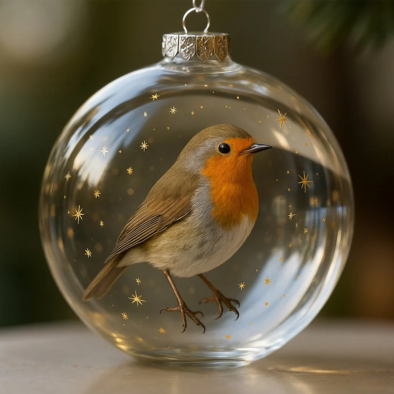 🐦✨Nature's Bird Glass-Look Sphere Ornament