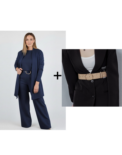 Elegant 3-piece Set Including Long Cardigan, Top And Pants💞