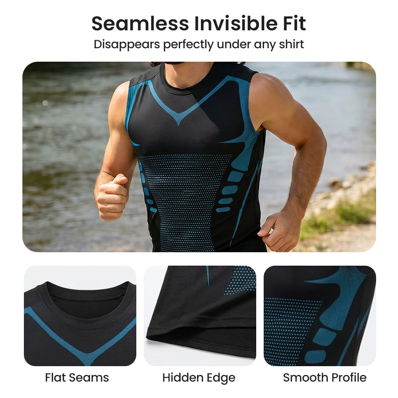 Ionic Shaping Vest – Cooling compression, smooths belly & love handles. Invisible under shirts. Feel confident again! 💪✨