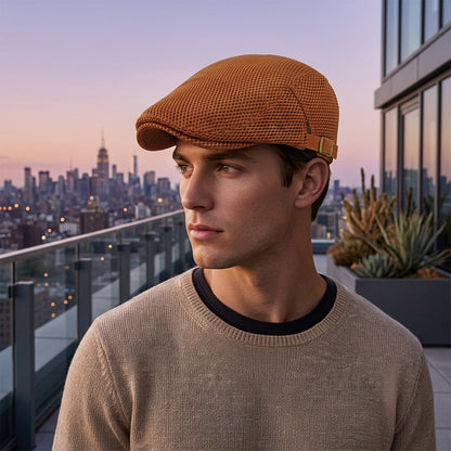 🧢Breathable Flat Cap with Adjustable Strap – Mesh Fabric, Classic Ivy Style & Built-in Sweatband – All-Day Comfort🌞