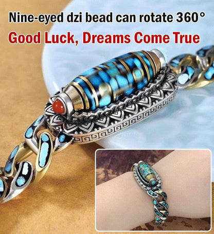 ✨FREE SHIPPING🔮 Turquoise Six Character Nine Eyes Dzi Bead Bracelet 🌌