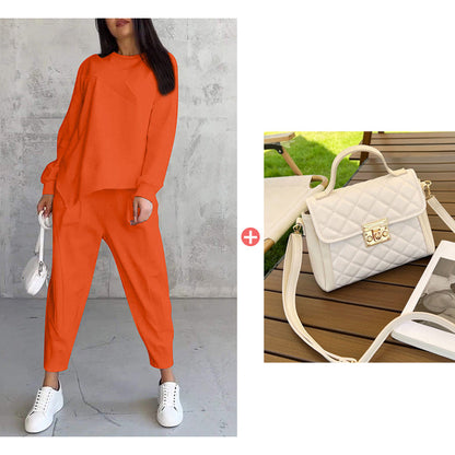 🔥Women's Irregular Hem Top & Casual Pants Set