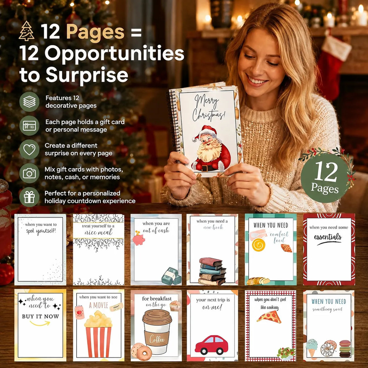 🎄🎁🎅DIY Spiral-Bound Christmas Gift Card Album with Surprise Pages👍