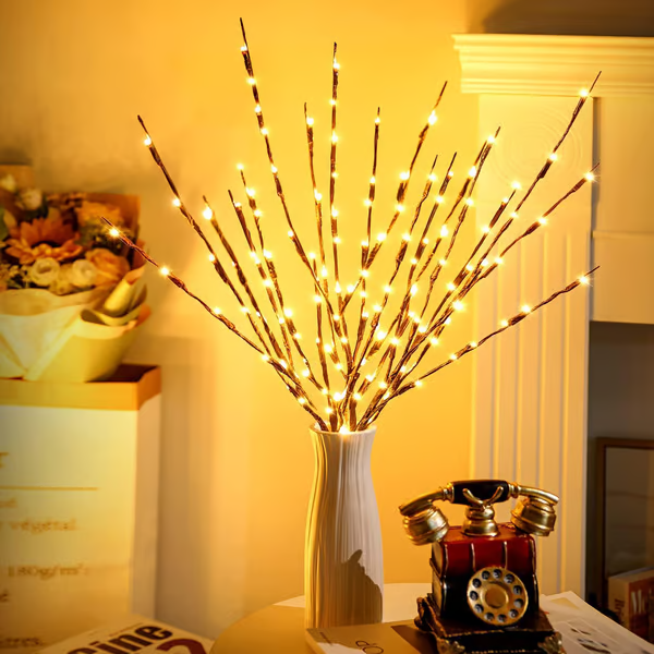 🎄 LED Willow Branch Lights Battery-Powered Twig Light