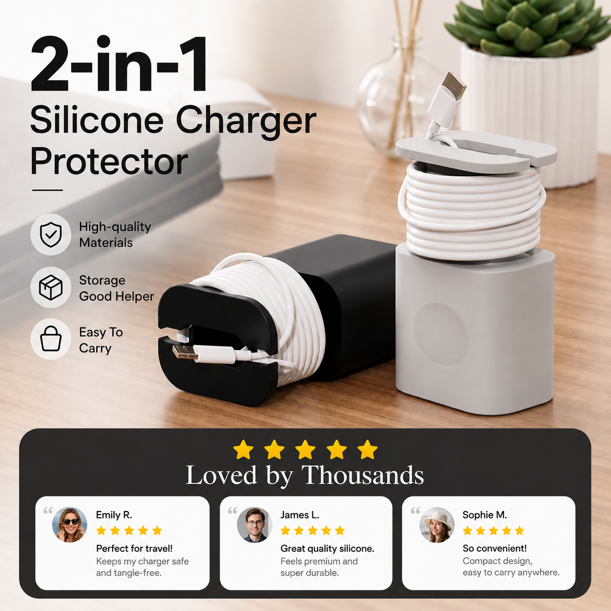 🔥2-in-1 Silicone Charger Protector – Guard Your Brick, Tame Your Cable – No More Messy Wires, No More Scuffed Chargers 🧼