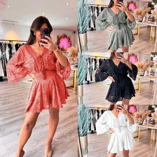 🔥HOT 41% OFF🔥Casual V-Neck Lace Short Set