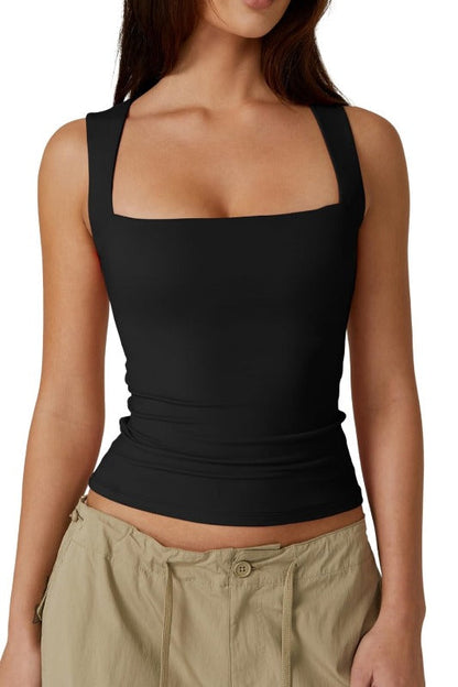 🎀Women’s Square Neck Sleeveless Tank Top – Soft, Stretchy & Chic