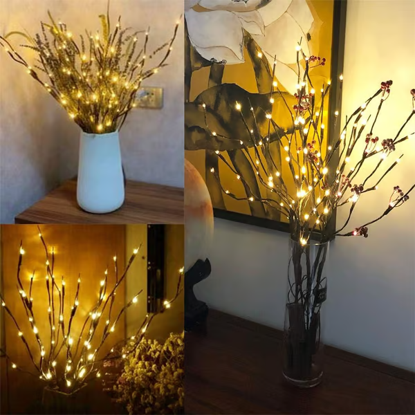 🎄 LED Willow Branch Lights Battery-Powered Twig Light