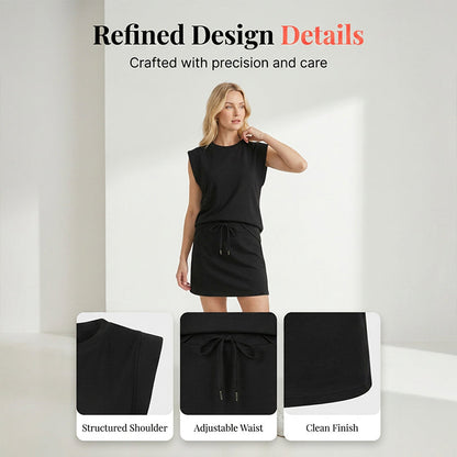 Modern Sleeveless Top and Drawstring Skirt Outfit Set
