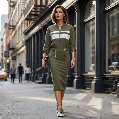 💖 Women's Stand Collar Jacket & Dress Set❄️