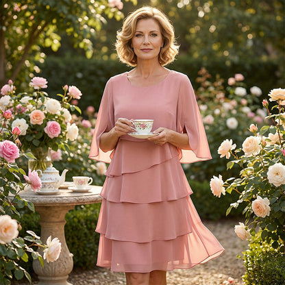 Women's Elegant Layered Ruffle Sleeve Dress