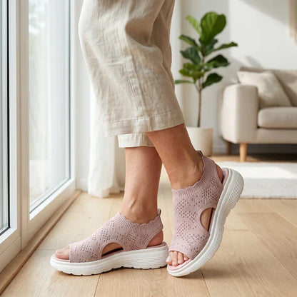 💐 Women's Breathable Knit Platform Sandals – Air-permeable knit upper, cushioned sole & lightweight comfy summer footwear ✨