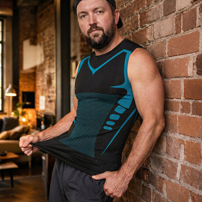 Ionic Shaping Vest – Cooling compression, smooths belly & love handles. Invisible under shirts. Feel confident again! 💪✨