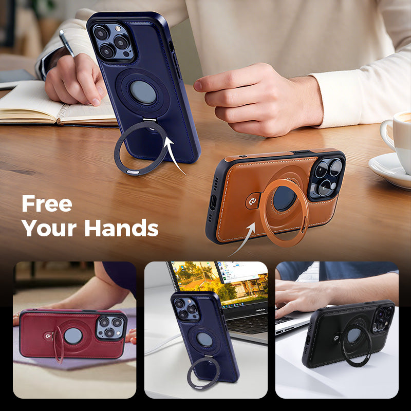 Full Faux Leather Shockproof Magnetic Case for iPhone